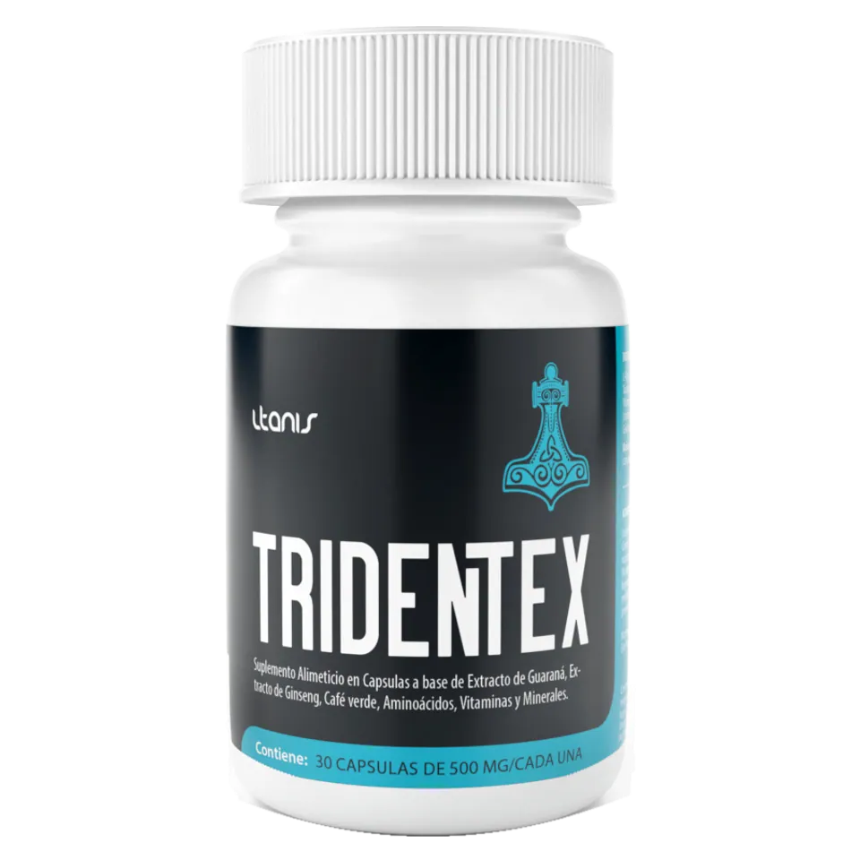 Frasco de Tridentex, suplemento en cápsulas para la próstata que se vende en Paraguay